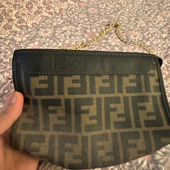 🤍Auth🧚‍♀️FENDI Zucca Zucchino Wristlet Pouch Wallet Crossbody Pochette/Clutch✨ - Picture 2 of 8